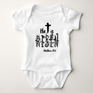 Er ist gestiegene Ostern-Schrift Baby Strampler