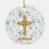 Er ist gestiegenes christliches Ostern Keramik Ornament (Hinten)