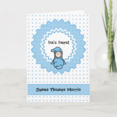 "Er ist hier!" Baby Boy Birth Ankündigung (Vorderseite)