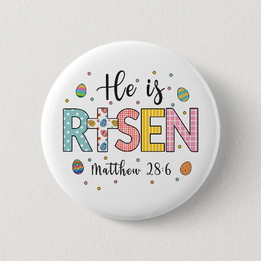 Er ist Jesus Christlich glücklicher Ostern Risen Button (Vorderseite)