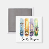 Er ist Jesus Christlich glücklicher Ostern Risen Magnet (Vorderseite/Rückseite)