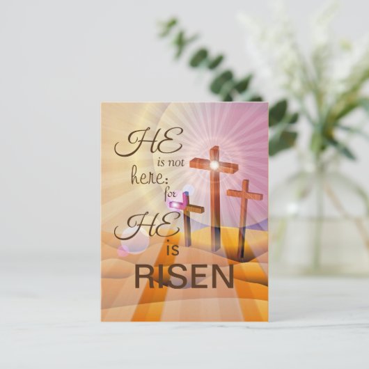 Er ist Jesus-Ostern-Riser Postkarte (Stehend Vorderseite)