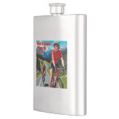 Er ist langsamer, als er sich beim Fahrradfahren g Flachmann (Links)