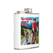 Er ist langsamer, als er sich beim Fahrradfahren g Flachmann (Rechts)