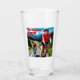 Er ist langsamer, als er sich beim Fahrradfahren g Glas