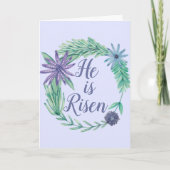Er ist Lila religiöser Osterbibelverse Feiertagskarte (Vorderseite)
