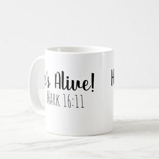 Er ist Live Mark 16:11 Kaffeetasse (Vorderseite Links)