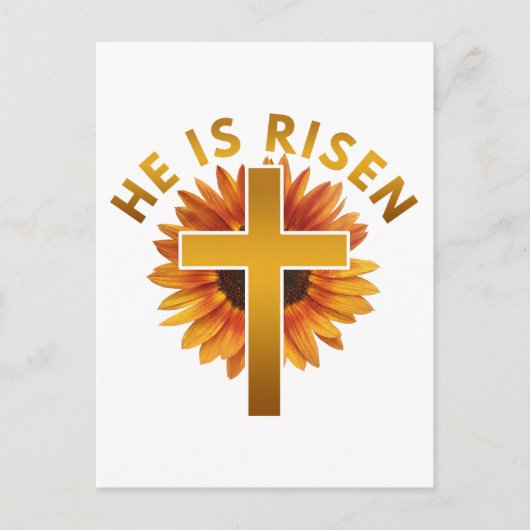 Er ist Matthew-Risen 28:6 Ostersonnenblume Postkarte (Vorderseite)