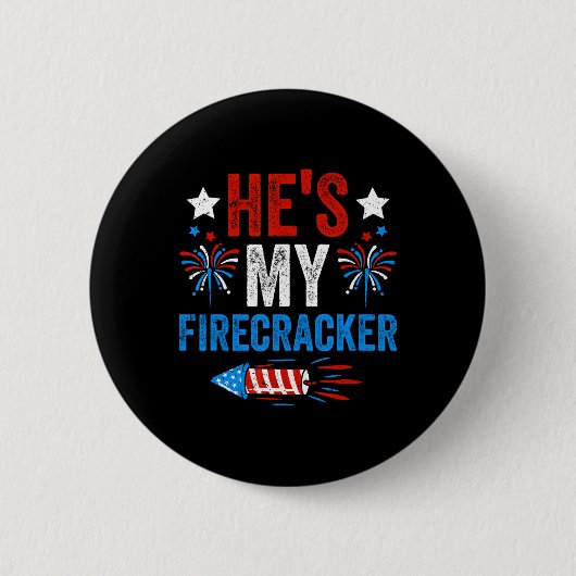 Er ist mein Firecracker und sein 4. Juli Coupl Button (Vorderseite)