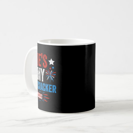 Er ist mein Firecracker und sein 4. Juli Coupl Kaffeetasse (Vorderseite Links)