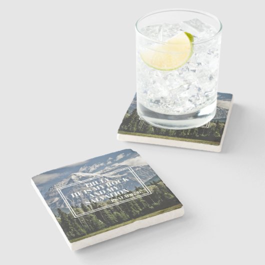 Er ist mein Rock Christlich Bible Verse Mountain F Steinuntersetzer (Seitenansicht)