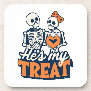 Er ist mein Schatz Skelett Passendes Paar Hallowee Getränkeuntersetzer