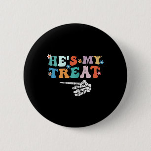 Er ist meine Leckerei Skeleton Hand Halloween Paar Button