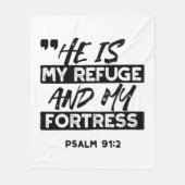 Er ist meine Zuflucht und meine Festung - Psalm 91 Fleecedecke (Vorderseite)