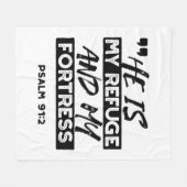 Er ist meine Zuflucht und meine Festung - Psalm 91 Fleecedecke (Vorderseite (Horizontal))