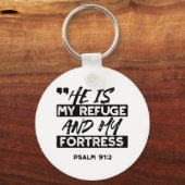 Er ist meine Zuflucht und meine Festung - Psalm 91 Schlüsselanhänger (Rückseite)