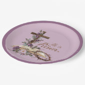 Er ist mit der Bibel Risorum Pappteller (Schrägansicht)