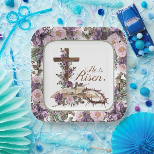 Er ist mit der Bibel Risorum Pappteller (Party)