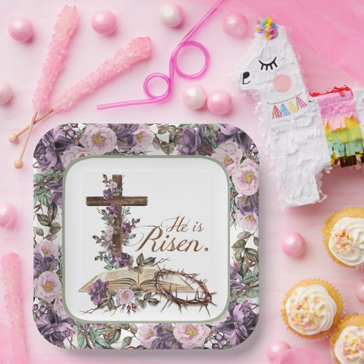 Er ist mit der Bibel Risorum Pappteller (Party)