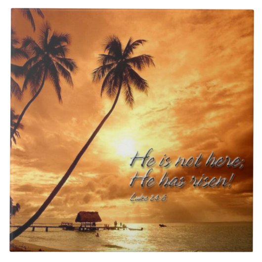 Er ist nicht hier; er ist aufgestanden! Luke 24:6  Fliese (Vorderseite)