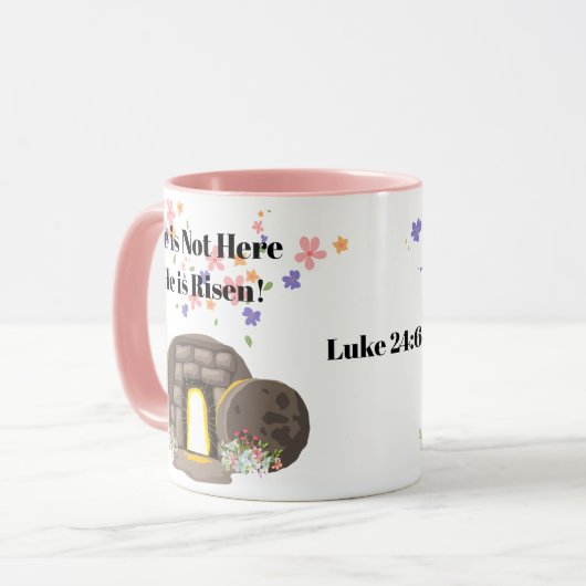 Er ist nicht hier, er ist verschwiegen tasse (Vorderseite Links)