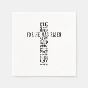 Er ist nicht hier für ihn ist gestiegen, wie er serviette