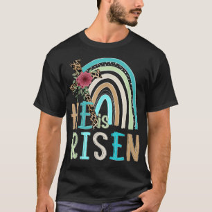 Er ist Ostern Jesus Christlichen Kreuzbogen Regenb T-Shirt