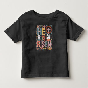 Er ist Rised Jesus Floral Niedlich Ostern Sonnenka Kleinkind T-shirt
