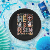 Er ist Rised Jesus Floral Niedlich Ostern Sonnenka Pappteller (Party)