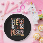 Er ist Rised Jesus Floral Niedlich Ostern Sonnenka Pappteller (Party)