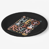 Er ist Rised Jesus Floral Niedlich Ostern Sonnenka Pappteller (Schrägansicht)