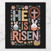 Er ist Rised Jesus Floral Niedlich Ostern Sonnenka Weinetikett (Einzelnes Label)