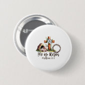 Er ist Rised Schaflammkreuz Jesus Christliche Este Button (Vorne & Hinten)