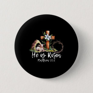 Er ist Rised Schaflammkreuz Jesus Christliche Este Button
