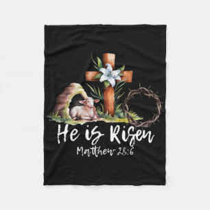 Er ist Rised Schaflammkreuz Jesus Christliche Este Fleecedecke
