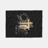 Er ist Rised Schaflammkreuz Jesus Christliche Este Fleecedecke (Vorderseite (Horizontal))
