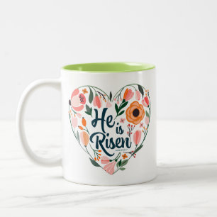 Er ist Risen Boho Christlich Herzmotiv Inspiration Zweifarbige Tasse