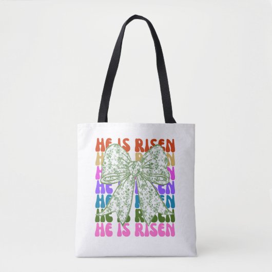 Er ist Risen, Croquette Bow Green Floral Tote Bag Tasche (Vorderseite)
