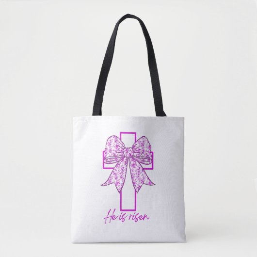 Er ist Risen, Croquette Bow Pink Floral Tasche (Vorderseite)