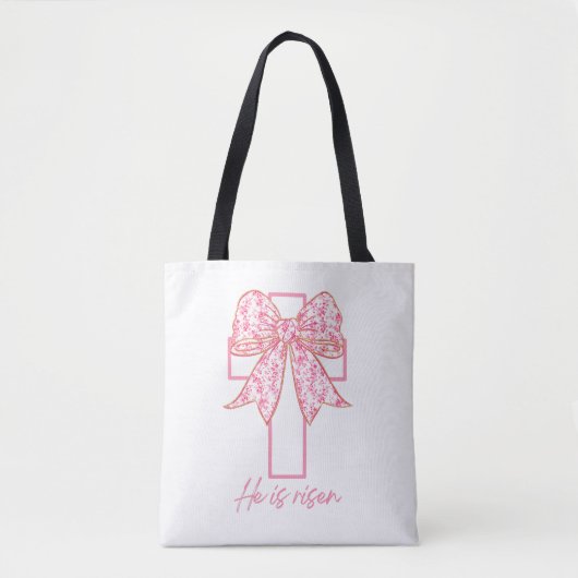 Er ist Risen, Croquette Bow Pink Floral Tasche (Vorderseite)