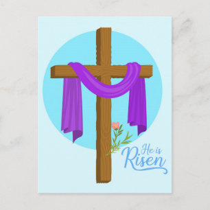 Er ist Risen Cross Feiertagspostkarte
