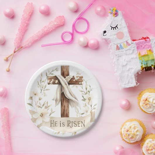 Er ist Risen Cross | Ostern Pappteller (Party)