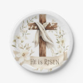 Er ist Risen Cross | Ostern Pappteller (Vorderseite)