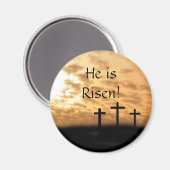 Er ist Risen Crosses und Sunset Oaster Magnet (Vorderseite/Rückseite)