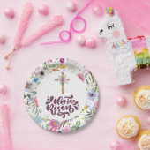 Er ist Risen | Floral Ostern | Religiös Pappteller (Party)