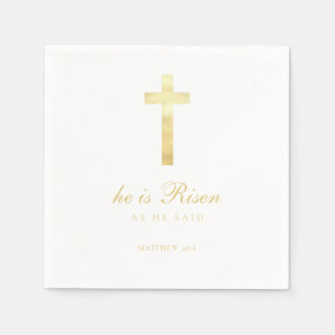 Er ist Risen   Gold Cross Oster Serviette