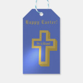 Er ist Risen Gold Lit Christlich Cross Blue Gift T Geschenkanhänger (Rückseite)