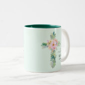 Er ist Risen Green Watercolor Cross Oster Tasse (VorderseiteRechts)