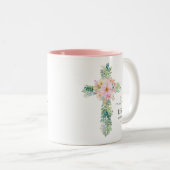 Er ist Risen Green Watercolor Cross Oster Tasse (VorderseiteRechts)