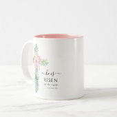 Er ist Risen Green Watercolor Cross Oster Tasse (Vorderseite Links)
